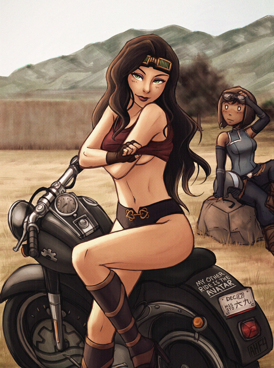 korra and asami sato (avatar legends and 1 more) drawn by iahfy