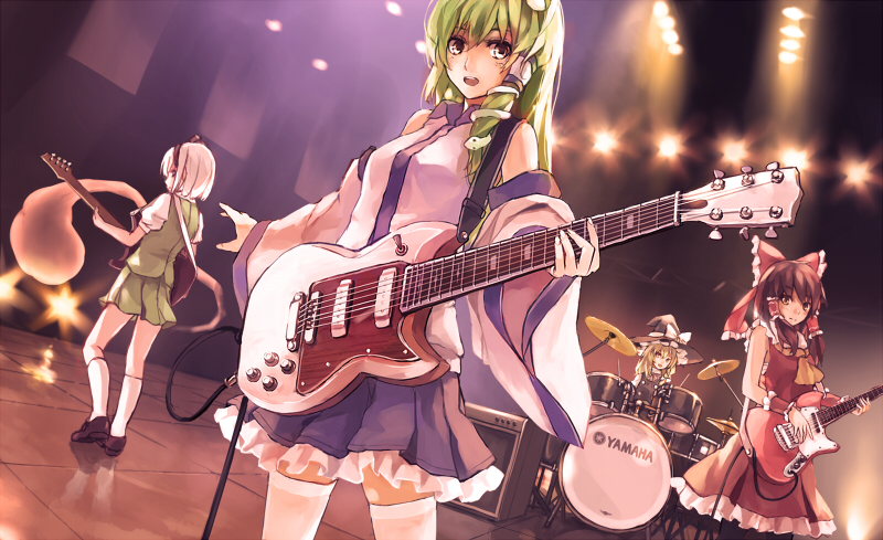 hakurei reimu, kirisame marisa, kochiya sanae, and konpaku youmu (touhou and 1 more) drawn by xiao_qiang_(overseas)