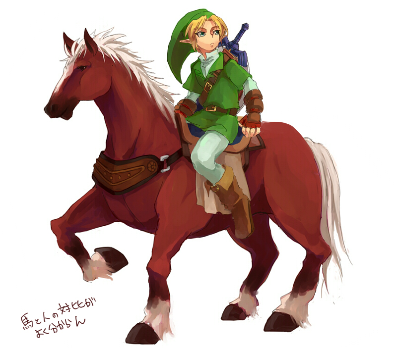 link and epona (the legend of zelda and 1 more) drawn by karatou