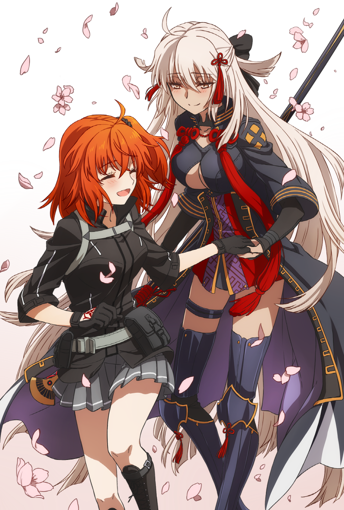fujimaru ritsuka, okita souji, and okita souji alter (fate and 2 more) drawn by oiun