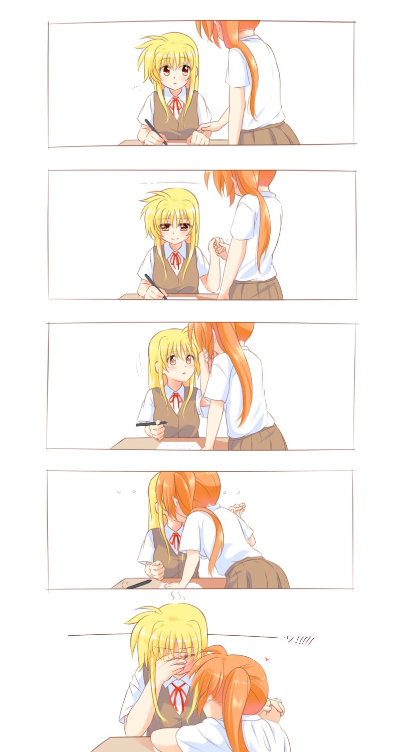 fate testarossa and takamachi nanoha (lyrical nanoha and 2 more) drawn by kerorokjy