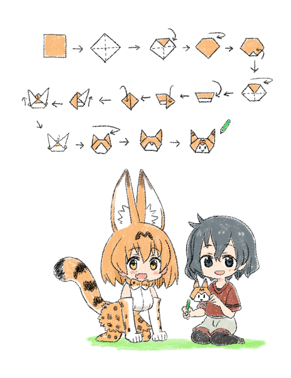 serval and kaban (kemono friends) drawn by moru_(monaka)