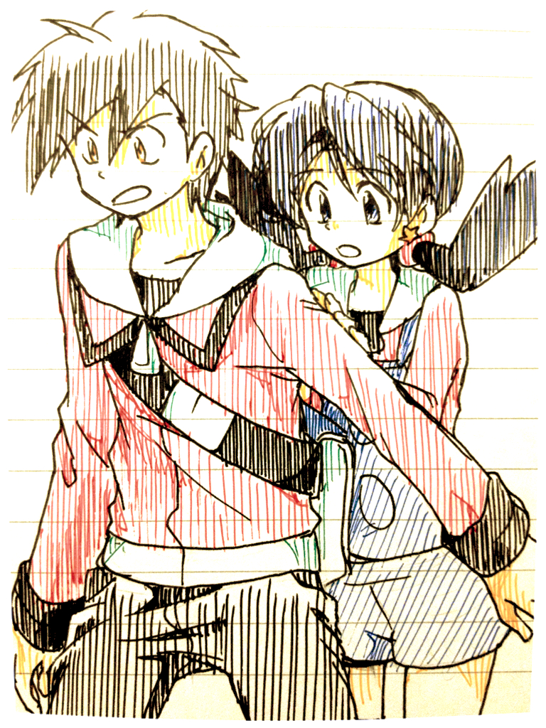 ethan and kris (pokemon and 1 more) drawn by hk_(nt)
