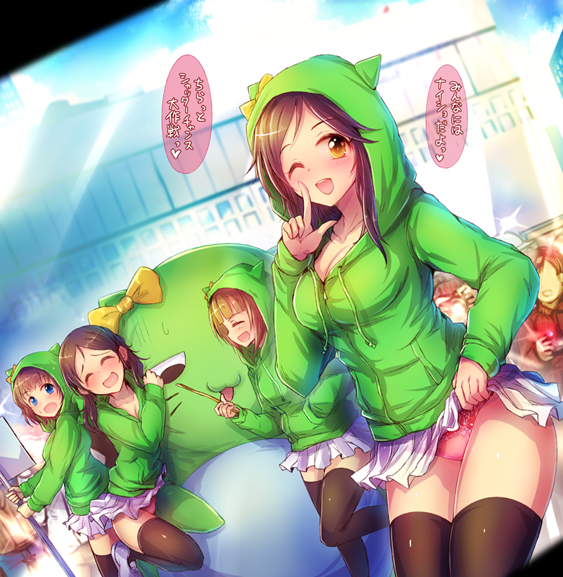 kitami yuzu, pina korata, ayase honoka, momoi azuki, and kudo shinobu (idolmaster and 1 more) drawn by kara_(color)
