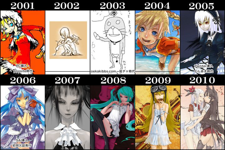 hatsune miku, oshino shinobu, suigintou, doraemon, and kid (original and 8 more) drawn by redjuice