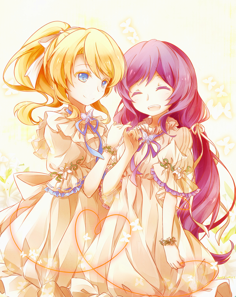 tojo nozomi and ayase eli (love live! and 1 more) drawn by hacko