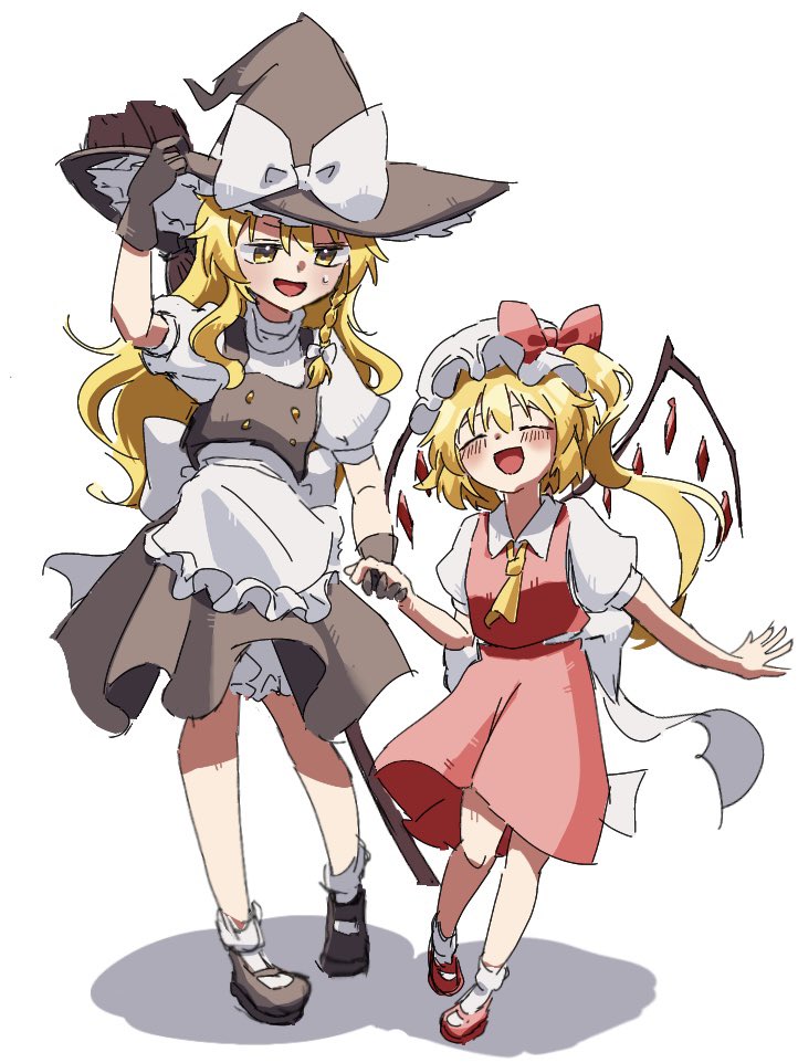 kirisame marisa and flandre scarlet (touhou) drawn by amane_hoshina