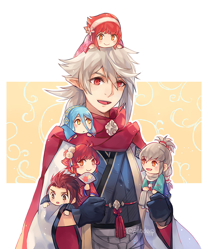 male corrin, takumi, sakura, hinoka, ryoma, and 1 more (fire emblem and 2 more) drawn by anocurry