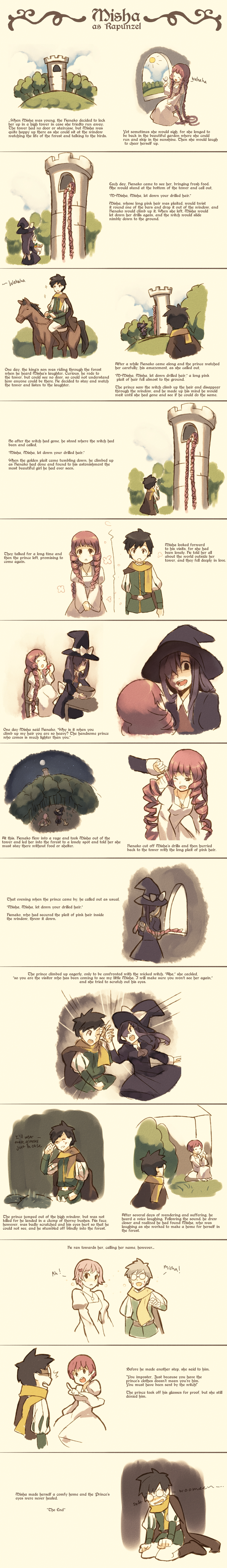 ikezawa hanako, mikado shiina, rapunzel, and setou kenji (katawa shoujo and 1 more) drawn by weee_(raemz)