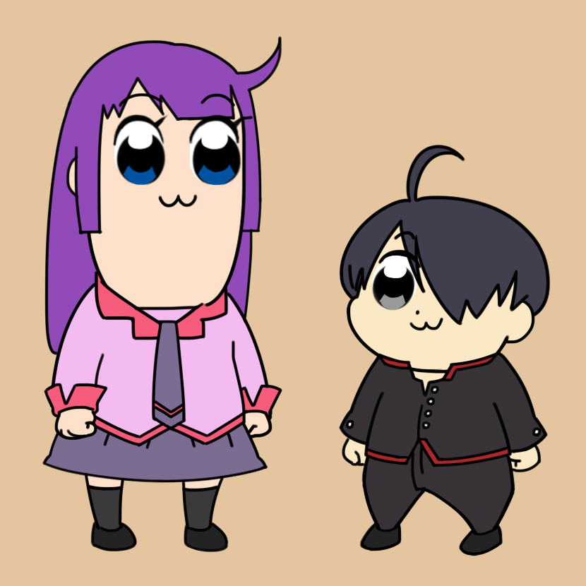 senjougahara hitagi and araragi koyomi (monogatari and 2 more) drawn by rapa_rachi