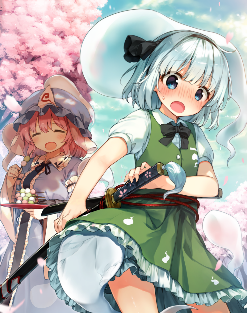 konpaku youmu and saigyouji yuyuko (touhou) drawn by shnva
