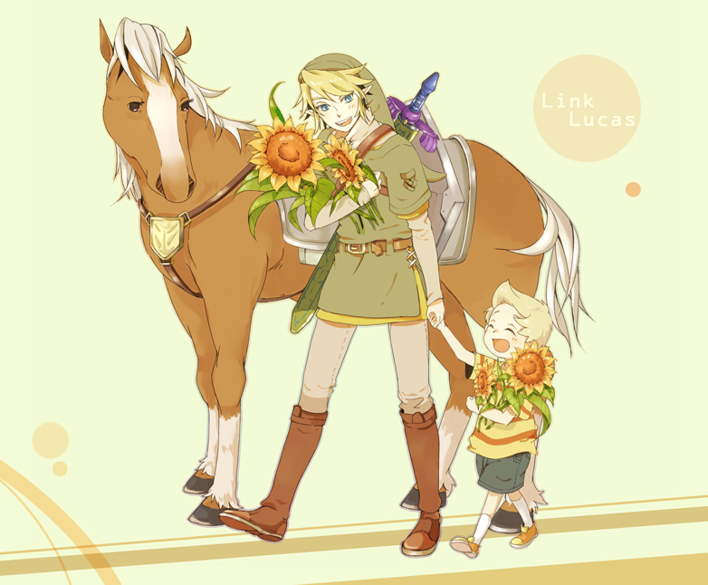 link, lucas, and epona (the legend of zelda and 3 more) drawn by nikayu