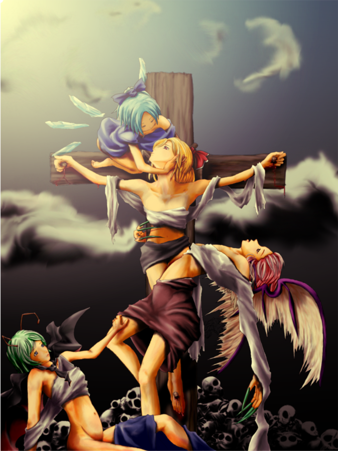 cirno, rumia, mystia lorelei, and wriggle nightbug (touhou) drawn by sentaku_(flashmechanism)