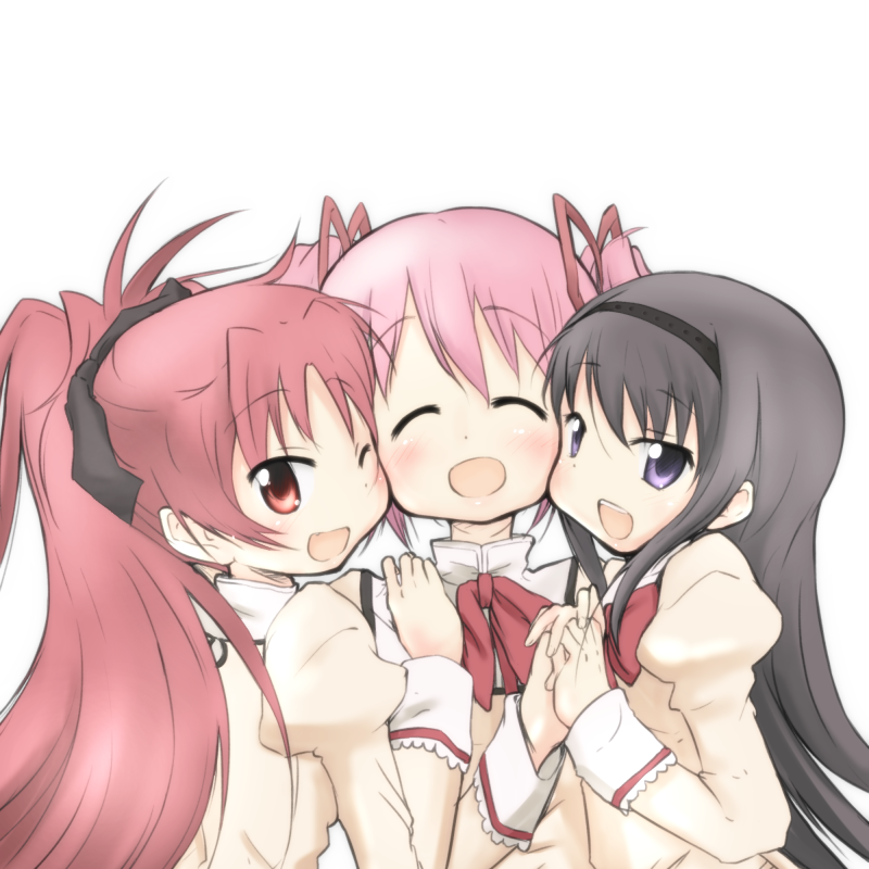 akemi homura, kaname madoka, and sakura kyoko (mahou shoujo madoka magica) drawn by mizushima_(p201112)