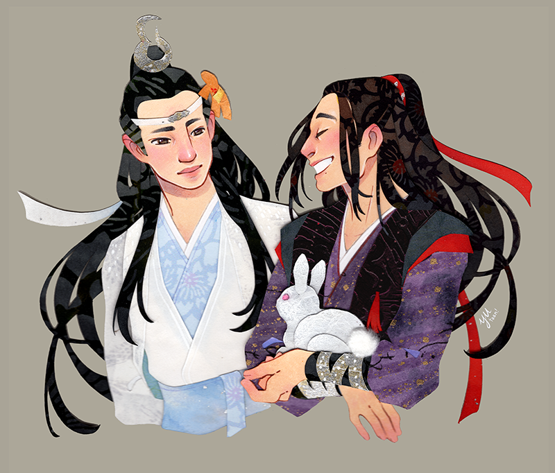 wei wuxian and lan wangji (modao zushi) drawn by yutaan
