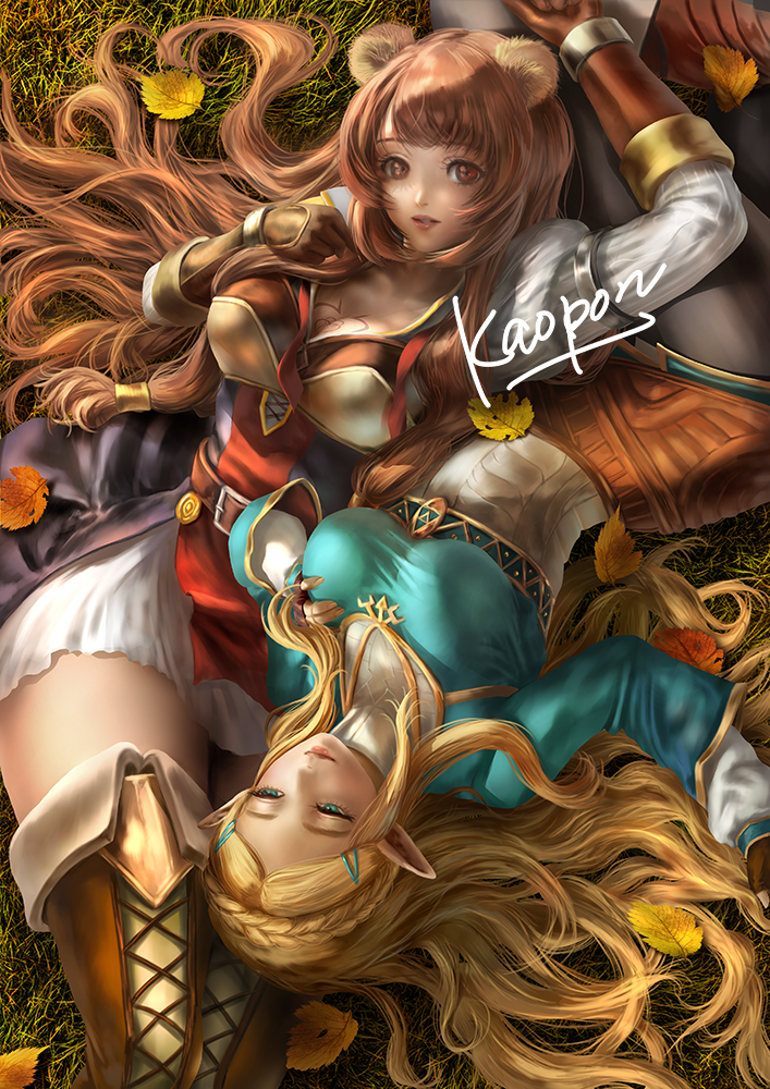 princess zelda and raphtalia (the legend of zelda and 2 more) drawn by kaopon