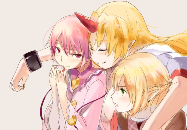 komeiji satori, mizuhashi parsee, and hoshiguma yuugi (touhou) drawn by ume_(plumblossom)