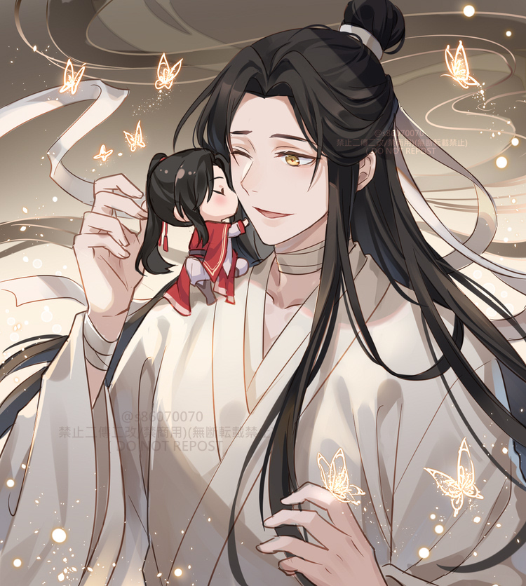 xie lian, hua cheng, and san lang (tianguan cifu) drawn by usagishi