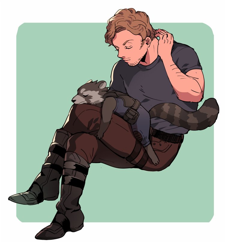 rocket raccoon and peter quill (marvel and 2 more) drawn by ming_(5unri5e666)