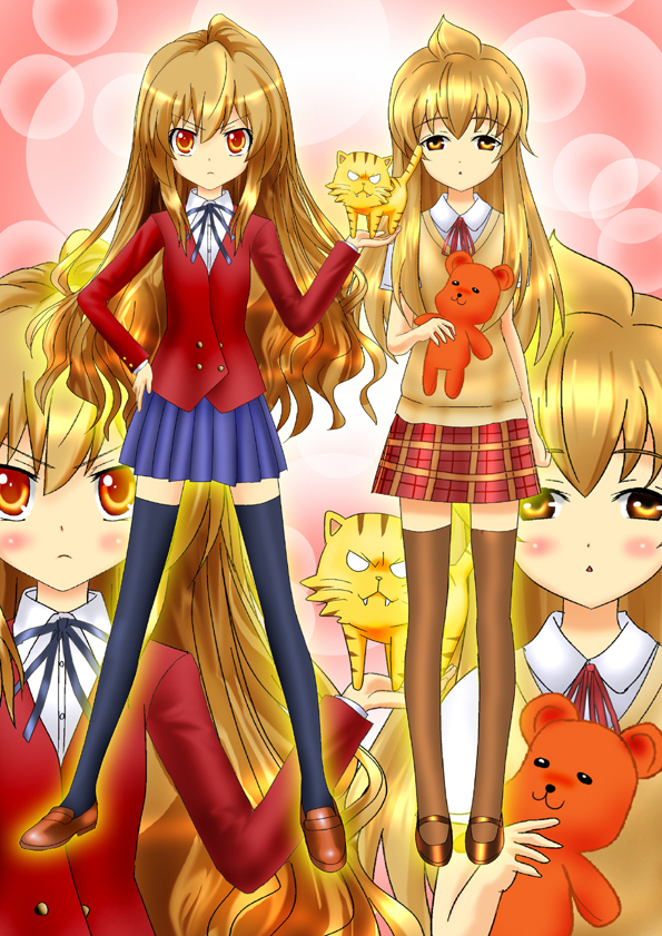 aisaka taiga, minami chiaki, palmtop tiger, and fujioka-kuma (toradora! and 1 more)