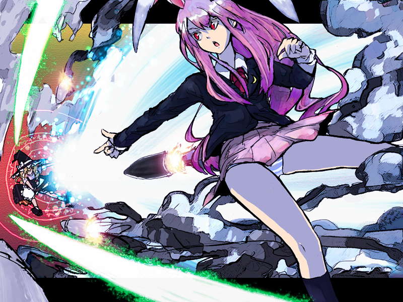 kirisame marisa and reisen udongein inaba (touhou) drawn by nijiru