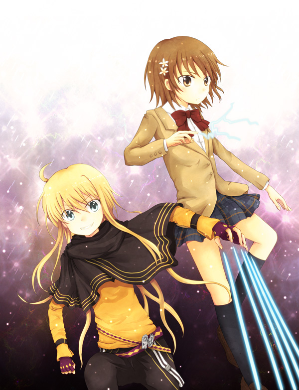 misaka mikoto and thor (toaru majutsu no index and 1 more) drawn by kazahana_yuu