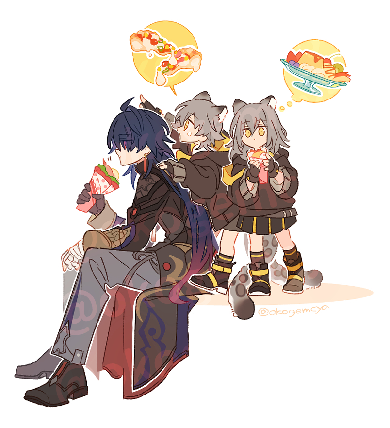 trailblazer, stelle, caelus, and blade (honkai and 1 more) drawn by okogemcya