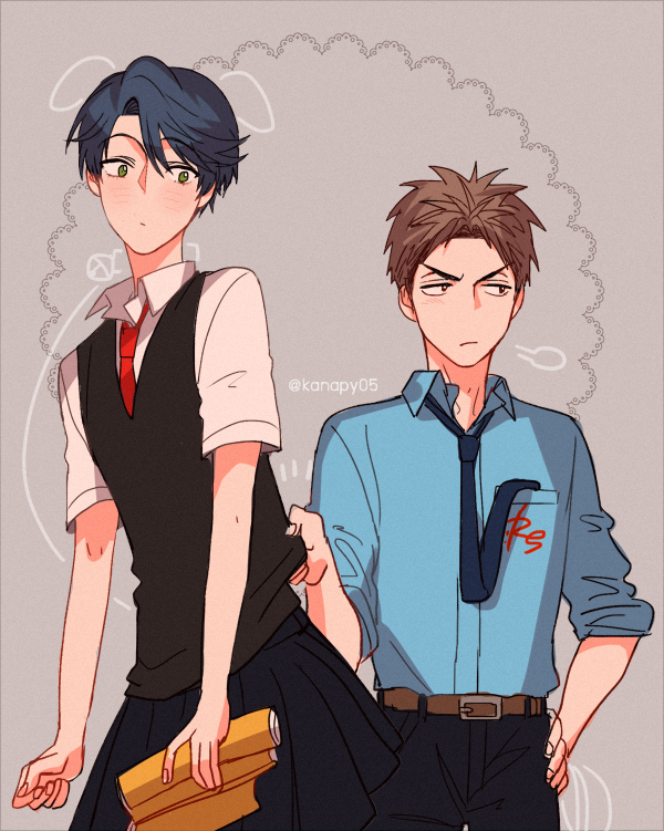 kashima yuu and hori masayuki (gekkan shoujo nozaki-kun) drawn by onegingek