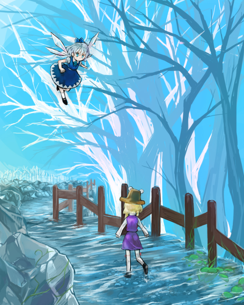 cirno and moriya suwako (touhou) drawn by teiruzuta and walding