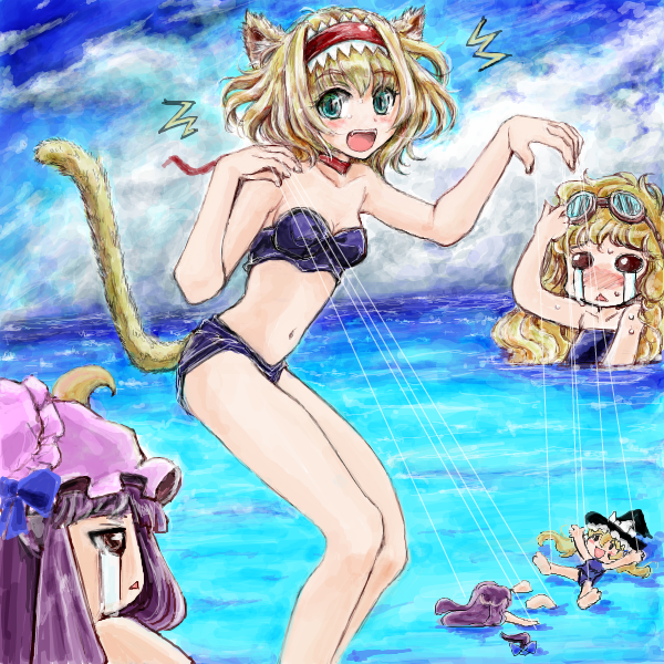 kirisame marisa, alice margatroid, and patchouli knowledge (touhou) drawn by nanashii_(soregasisan)