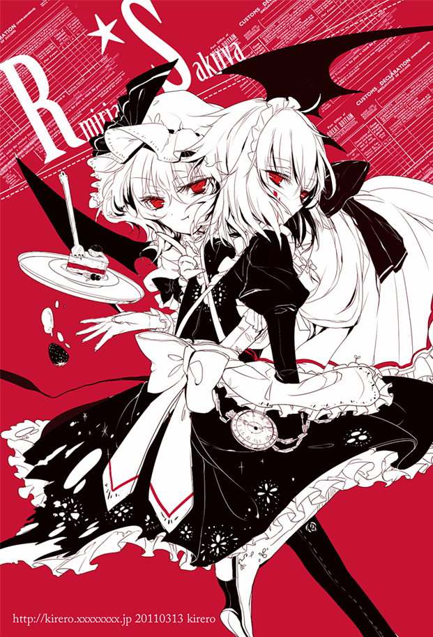 remilia scarlet and izayoi sakuya (touhou) drawn by kirero