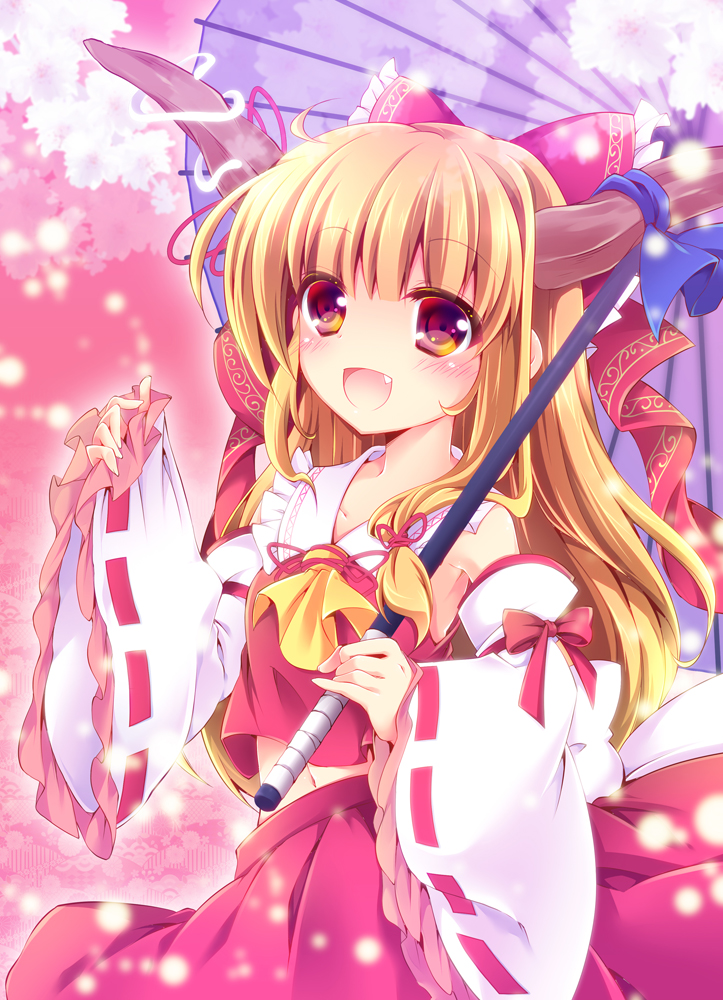hakurei reimu and ibuki suika (touhou) drawn by enjoy_mix
