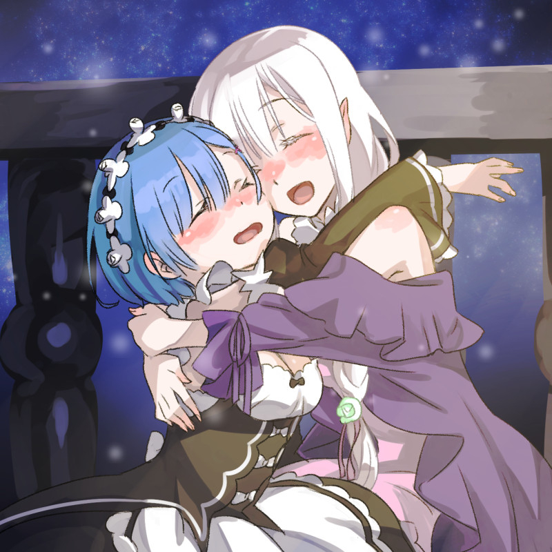 rem and emilia (re:zero kara hajimeru isekai seikatsu) drawn by kabane_(follabi)