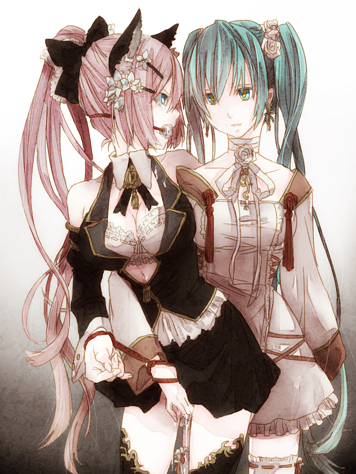 hatsune miku and megurine luka (vocaloid) drawn by sacanahen