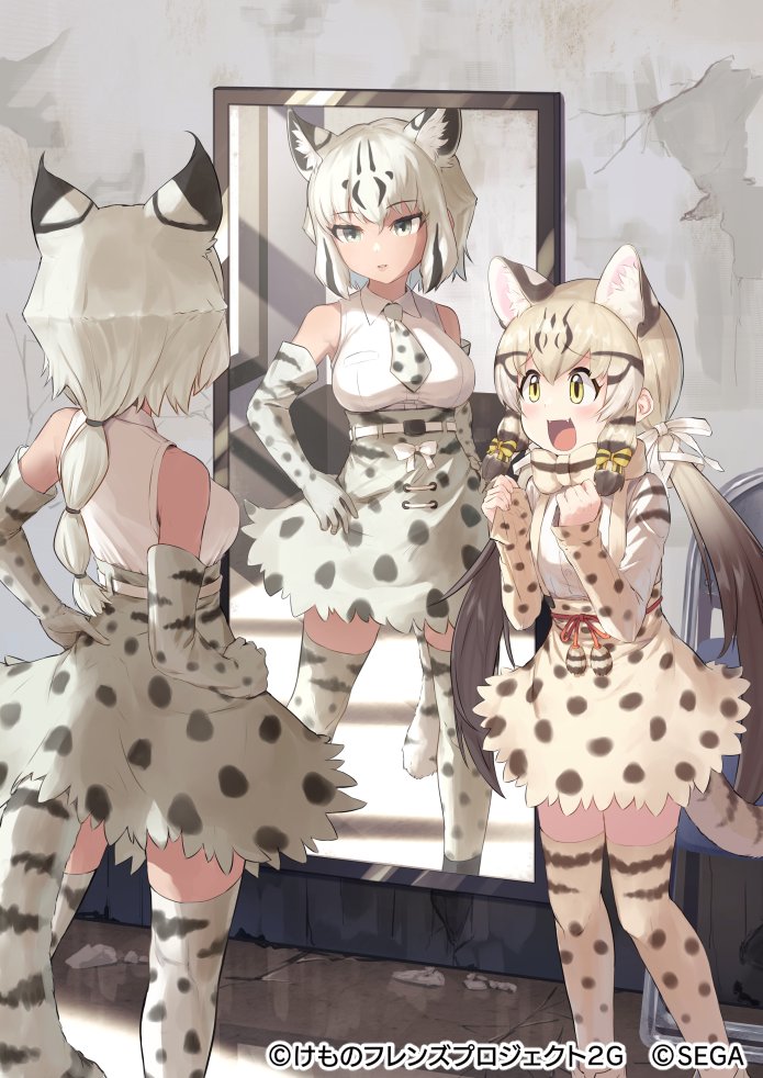 geoffroy's cat and bobcat (kemono friends and 1 more) drawn by bionekojita