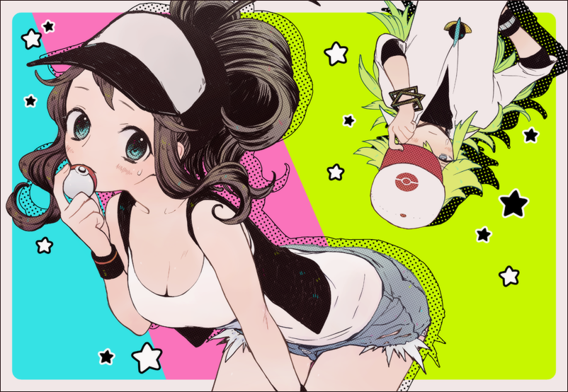 hilda and n (pokemon and 1 more) drawn by shigeru