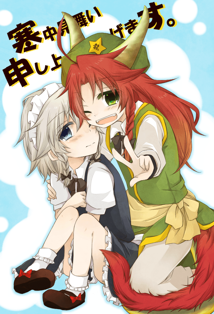 izayoi sakuya and hong meiling (touhou) drawn by yuuta_(monochrome)