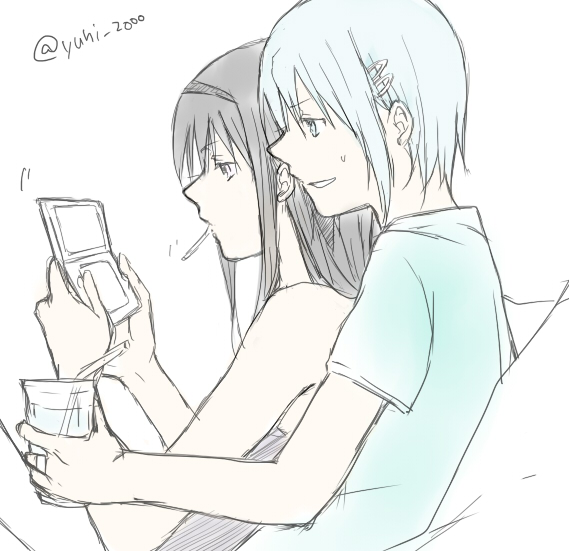 akemi homura and miki sayaka (mahou shoujo madoka magica) drawn by yuuhi_(arcadia)
