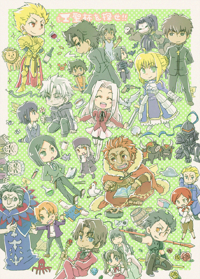 artoria pendragon, saber, tohsaka rin, illyasviel von einzbern, gilgamesh, and 21 more (fate and 1 more) drawn by bessend