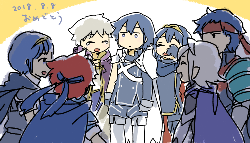 lucina, ike, male robin, marth, male corrin, and 2 more (fire emblem and 6 more) drawn by pirihiba