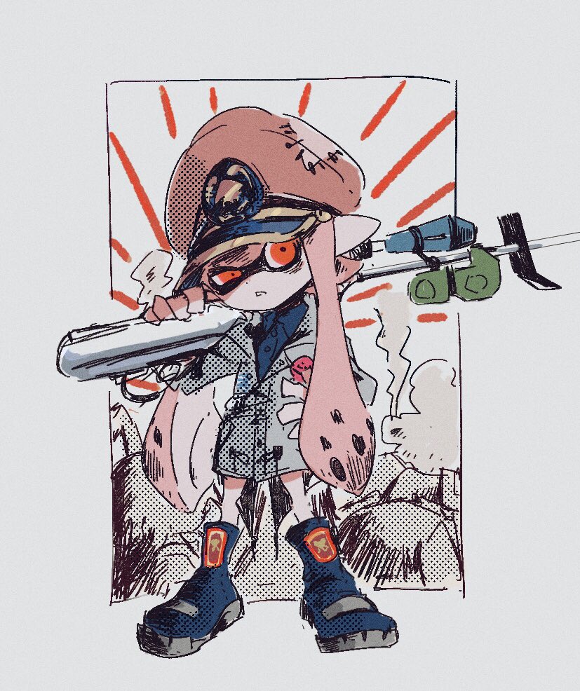 inkling player character and inkling girl (splatoon) drawn by guifan