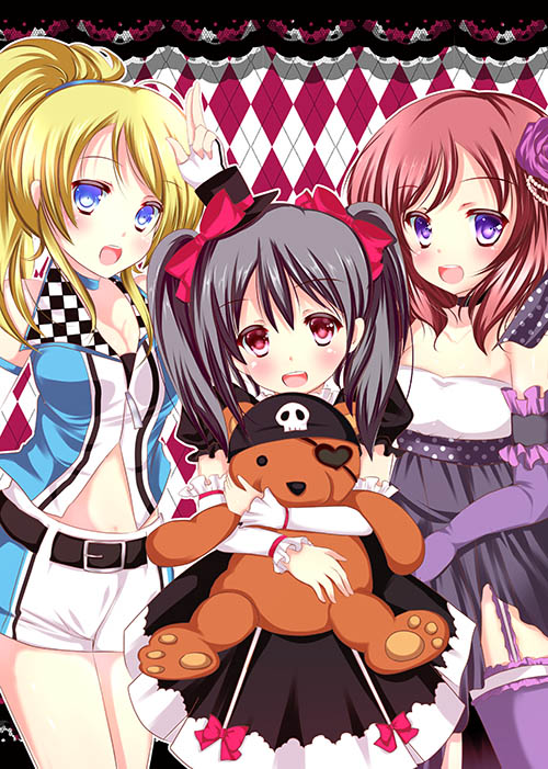 nishikino maki, yazawa nico, and ayase eli (love live! and 2 more) drawn by rikatan