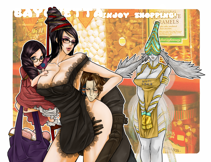 bayonetta, cereza, luka redgrave, and joy (bayonetta and 1 more) drawn by invasion_(pixiv612043)