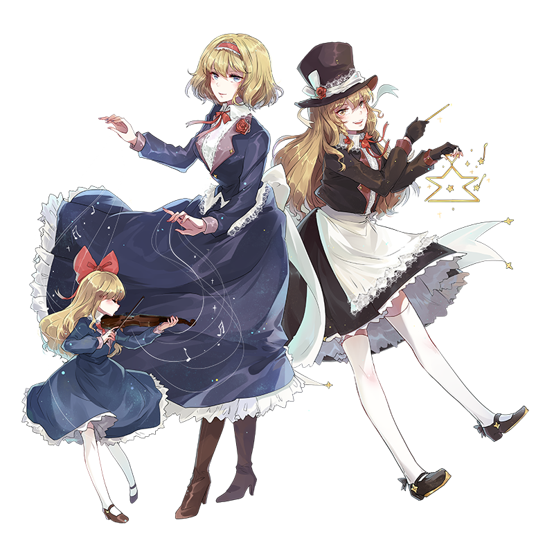 kirisame marisa, alice margatroid, and shanghai doll (touhou) drawn by aili_(aliceandoz)