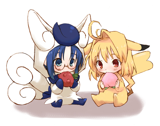 pikachu, arcueid brunestud, ciel, and meowstic (pokemon and 1 more) drawn by pikakoya