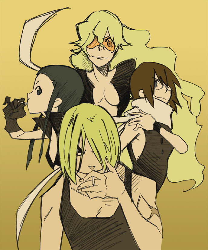 kittan bachika, kiyal bachika, kinon bachika, and kiyoh bachika (tengen toppa gurren lagann and 1 more) drawn by pyu-ta