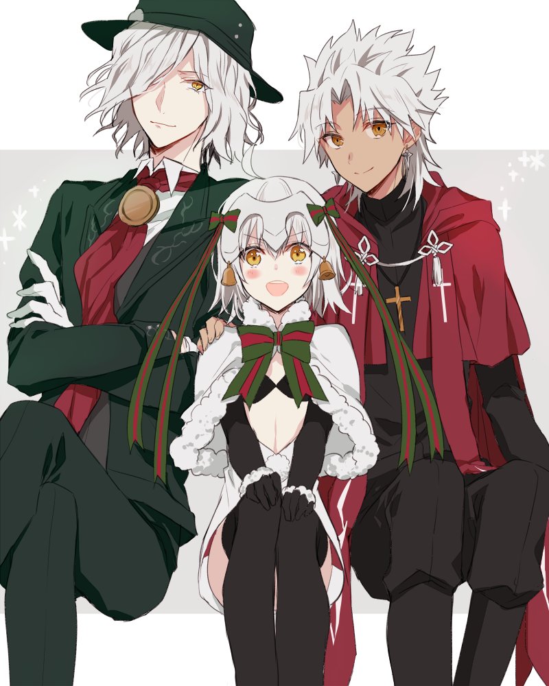 jeanne d'arc alter santa lily, edmond dantes, and amakusa shirou (fate and 1 more) drawn by noka_(blackheart1118)