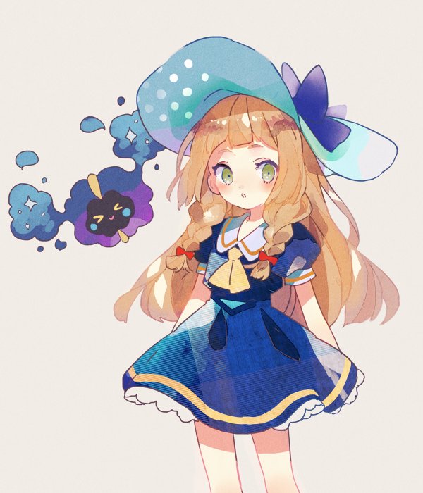 lillie and cosmog (pokemon and 1 more) drawn by zges