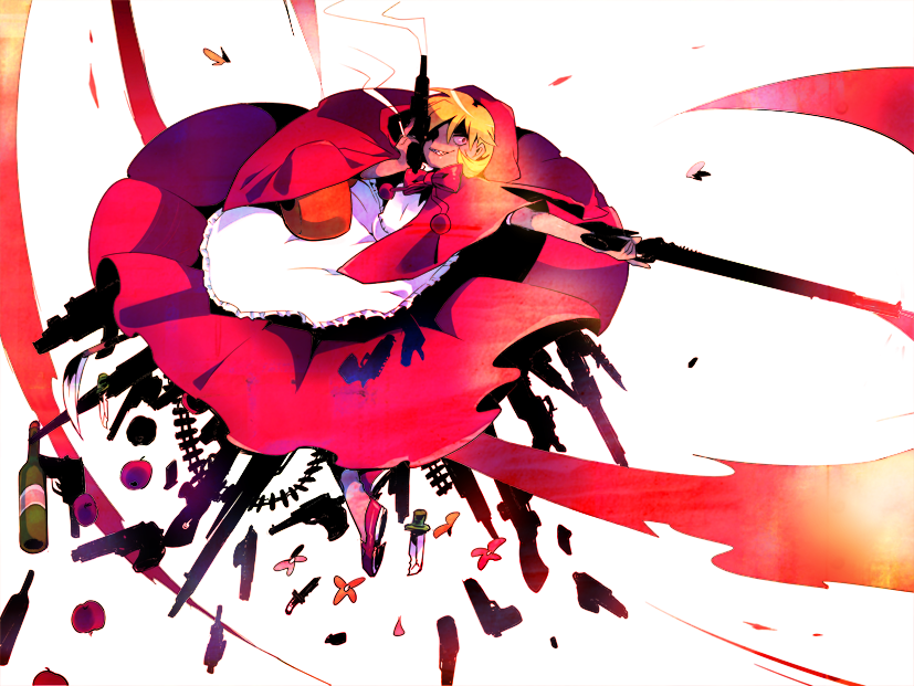 little red riding hood and b.b. hood (darkstalkers and 1 more) drawn by ichihaya