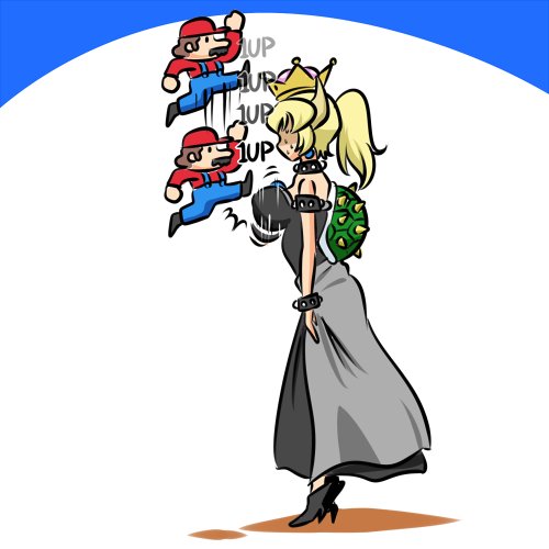 mario and bowsette (mario and 2 more) drawn by kogane_(staygold)